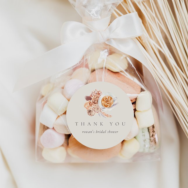 Sticker Rond Remerciements de Remise de Cadeaux de Mariage Bohè (Créateur téléchargé)