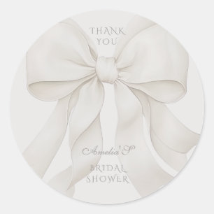 Sticker Rond Remerciements Élégants de Mariage avec un Nœud