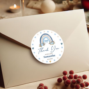 Sticker Rond Remerciements Élégants pour Baby Shower Floral Rai
