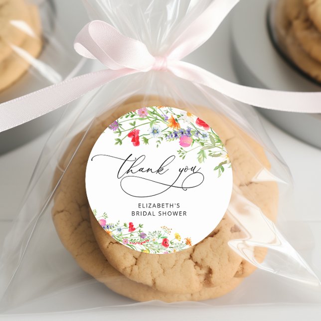 Sticker Rond Remerciements Élégants pour une Baby Shower Floral (Créateur téléchargé)