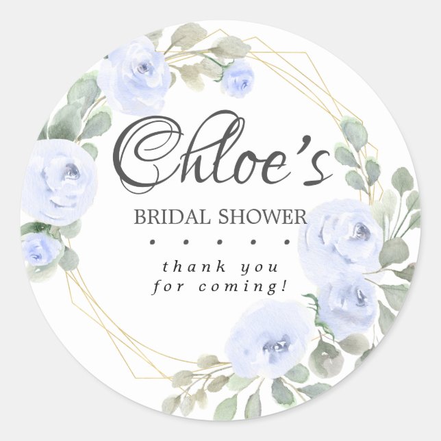Sticker Rond Remerciements Fleuris Bleus d'Eucalyptus pour une  (Devant)