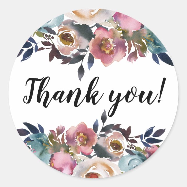 Sticker Rond Remerciements Floral Grace (Devant)