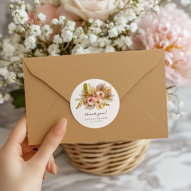 Sticker Rond Remerciements Floral Tropical Vintage (Créateur téléchargé)