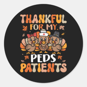 Sticker Rond Remerciements Peds Infirmier Thanksgiving Turquie 