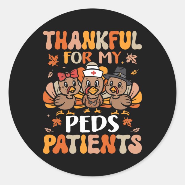 Sticker Rond Remerciements Peds Infirmier Thanksgiving Turquie  (Devant)