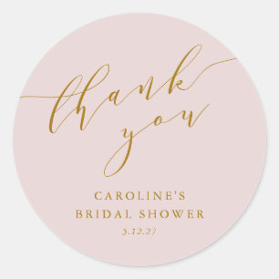 Sticker Rond Remerciements personnalisés élégant rose écriture 
