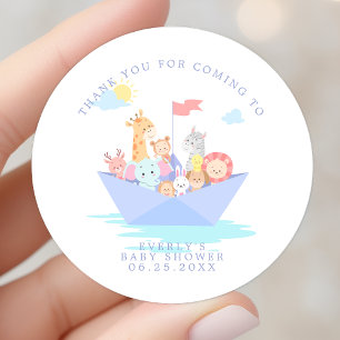 Sticker Rond Remerciements pour Baby Shower Arche de Noé