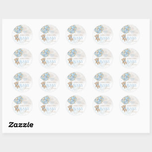 Sticker Rond Remerciements pour Baby Shower Ballons Ours