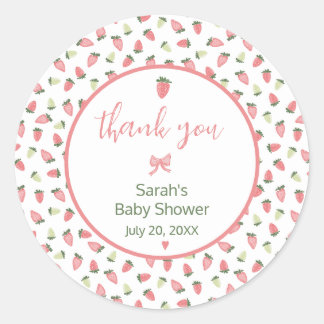 Sticker Rond Remerciements pour Baby Shower Berry Sweet Strawbe