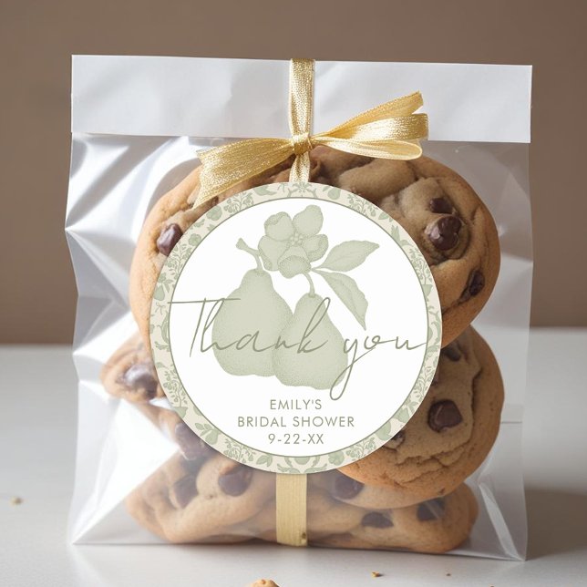 Sticker Rond Remerciements pour Baby Shower de mariage Vert Sau (Thank You Favor Sticker)