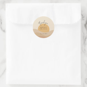 Sticker Rond Remerciements pour Baby Shower Désert Chic Bohème 