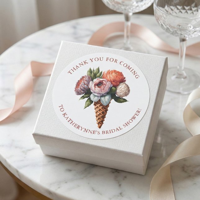 Sticker Rond Remerciements pour Baby Shower Élégant Bohème Glac (Créateur téléchargé)