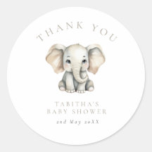 Remerciements pour Baby Shower Éléphant Petit Caca