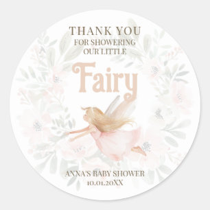 Sticker Rond Remerciements pour Baby Shower Fée Blonde