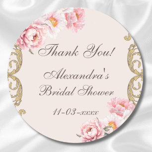 Sticker Rond Remerciements pour Baby Shower Floral Vintage Pivo