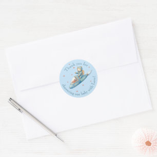 Sticker Rond Remerciements pour Baby Shower Ours en Peluche Ast
