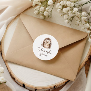 Sticker Rond Remerciements pour Baby Shower pour un Petit Héris