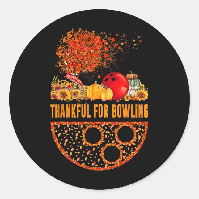 Sticker Rond Remerciements Pour Bowling Ball Citrouilles Automn (Devant)