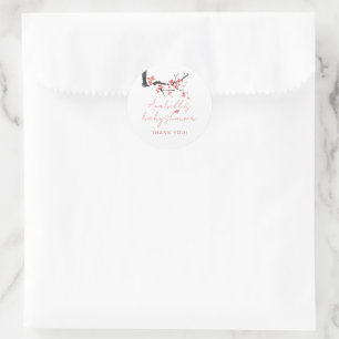 Sticker Rond Remerciements pour la Baby Shower avec le thème de