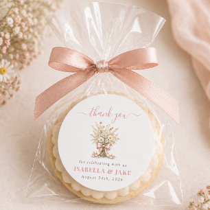Sticker Rond Remerciements pour la Baby Shower Bohème Fleurie R