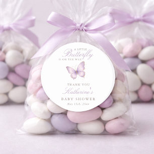 Sticker Rond Remerciements pour la Baby Shower Papillon Or Pour