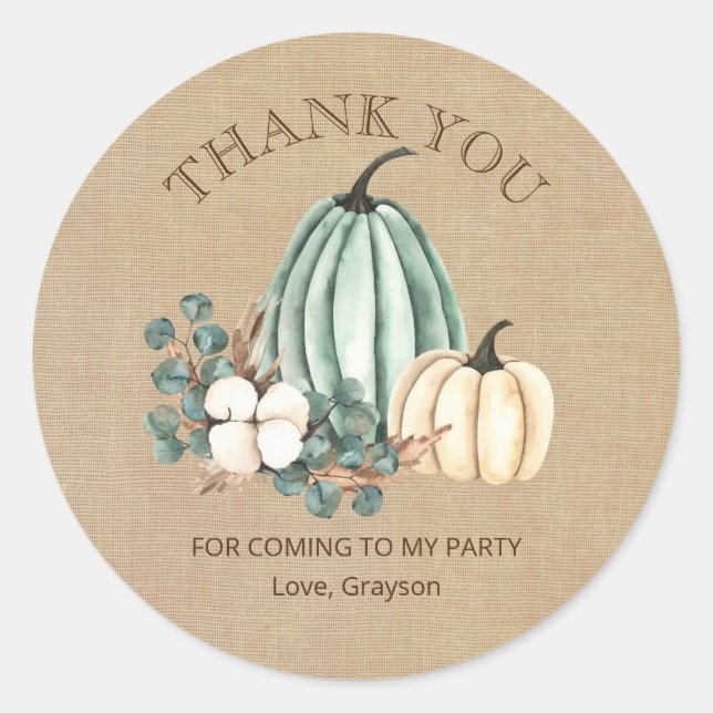 Sticker Rond Remerciements pour la fête d'automne (Devant)