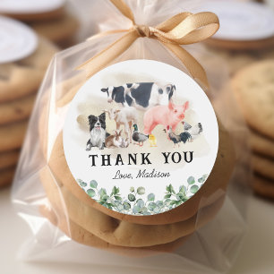 Sticker Rond Remerciements pour l'anniversaire des enfants Anim