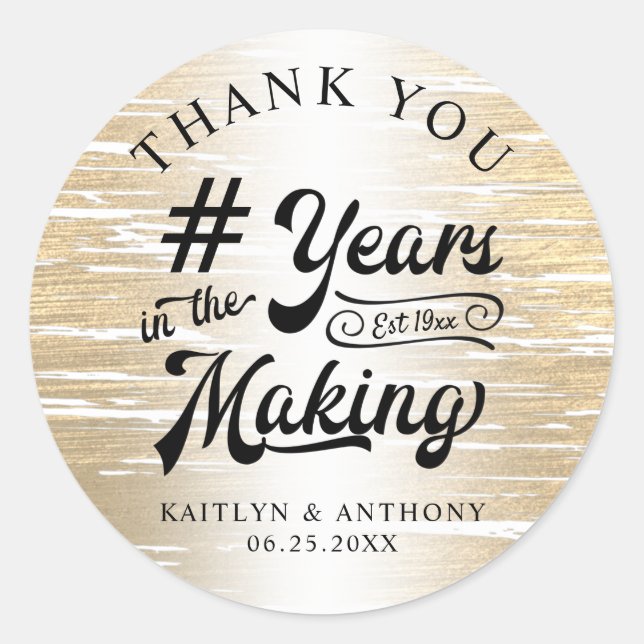 Sticker Rond Remerciements pour l'anniversaire Or DES ANNÉES DE (Devant)