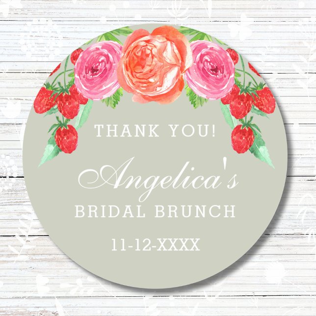Sticker Rond Remerciements pour le Brunch de Mariage aux Pêches (Créateur téléchargé)