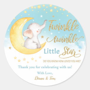 Sticker Rond Remerciements pour le petit éléphant bleu Star T