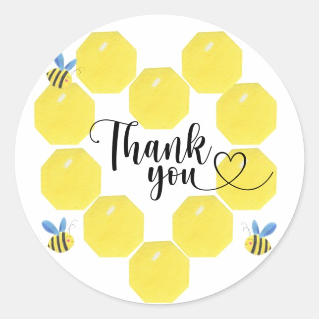 Sticker Rond Remerciements pour une baby shower abeille (Devant)