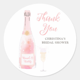 Sticker Rond Remerciements pour une Baby Shower au Champagne Ro