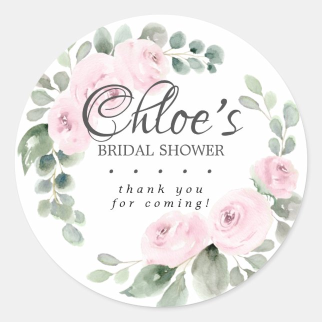 Sticker Rond Remerciements pour une Baby Shower de mariage Fleu (Devant)