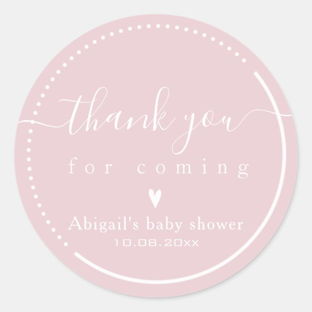 Sticker Rond Remerciements pour une Baby Shower élégante callig (Devant)