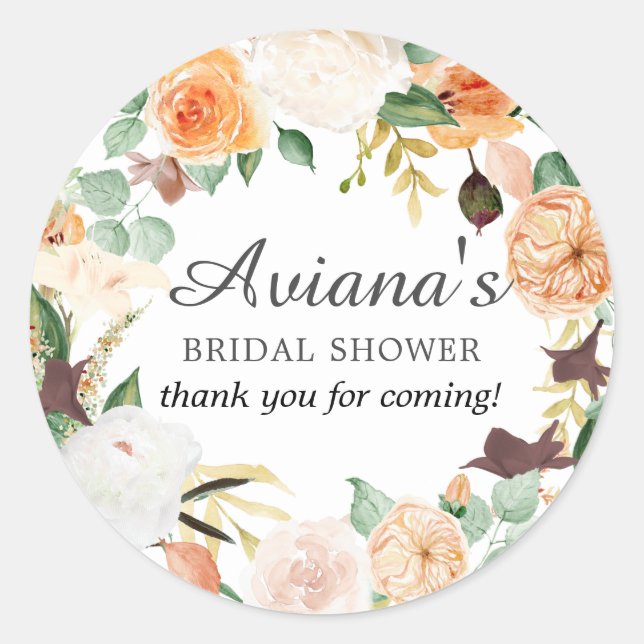 Sticker Rond Remerciements pour une Baby Shower Mariage Floral  (Devant)