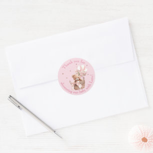 Sticker Rond Remerciements pour une Baby Shower Ours en Peluche