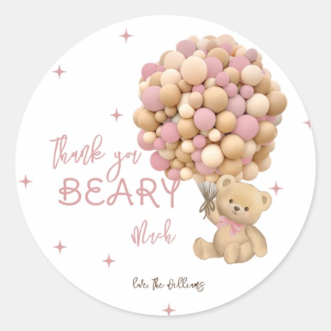 Sticker Rond Remerciements pour une Baby Shower pour une Petite (Devant)