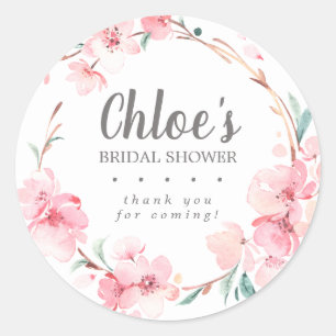 Sticker Rond Remerciements pour une Baby Shower Rustique aux Fl