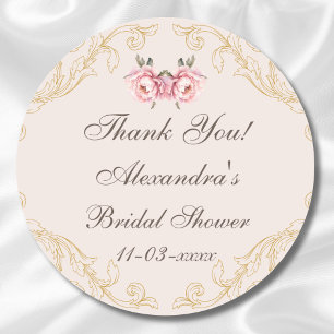Sticker Rond Remerciements pour une Baby Shower Vintage Floral 