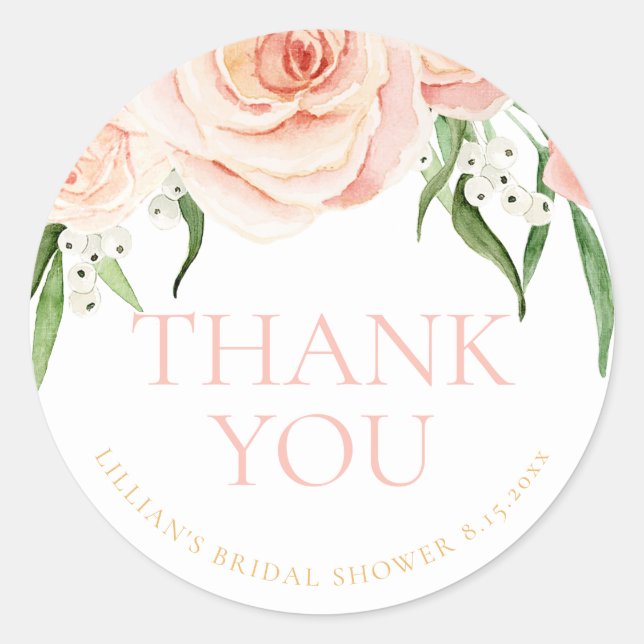Sticker Rond Remerciements pour une douche de mariée aux fleurs (Devant)