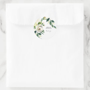Sticker Rond Remerciements pour une douche de mariée florale bl