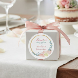 Sticker Rond Remerciements pour une douche de mariée florale mo