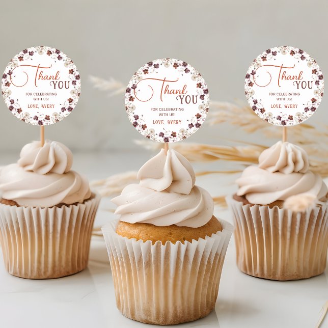 Sticker Rond Remerciements pour une élégante baby shower floral (Créateur téléchargé)