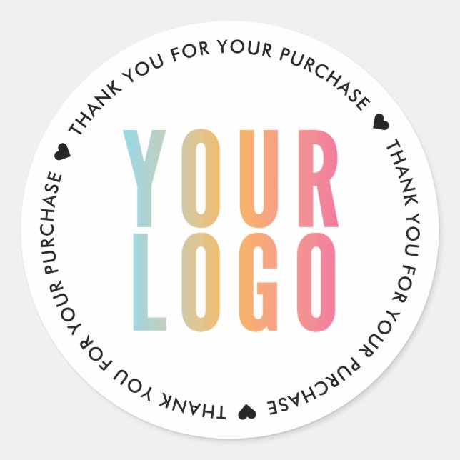 Sticker Rond Remerciements pour votre achat d'entreprise Logo (Devant)