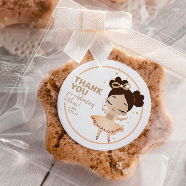 Sticker Rond Remerciements! Princesse Ballerina avec Bow Annive (Créateur téléchargé)