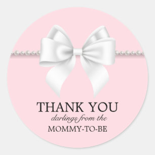 Sticker Rond Remerciements Thème Tiffany Rose Pâle Élégant