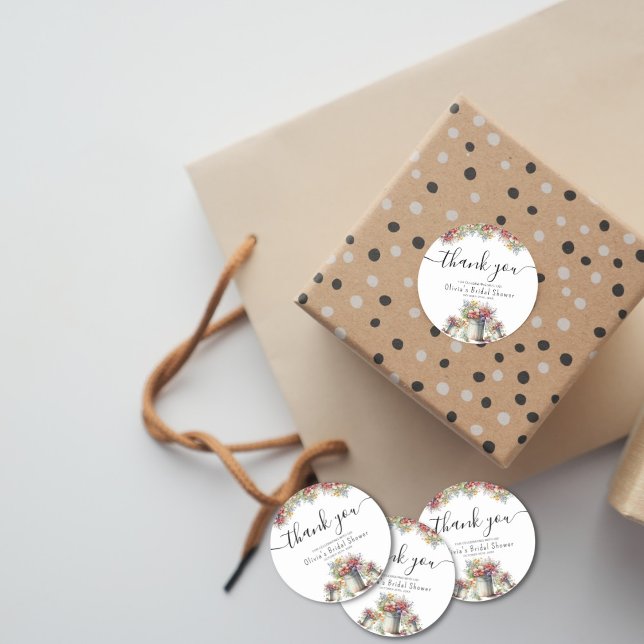 Sticker Rond Remerciements Typographie Fleurs de printemps Baby (Créateur téléchargé)