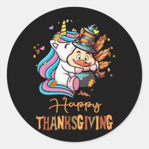 Sticker Rond Remerciements Unicorn Hugs Turquie Bon thanksgivin