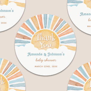 Sticker Rond Remerciements Voici le Fils Garçon Baby Shower