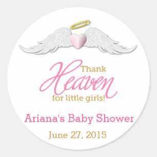 Sticker Rond Remerciez le ciel du baby shower de petites filles